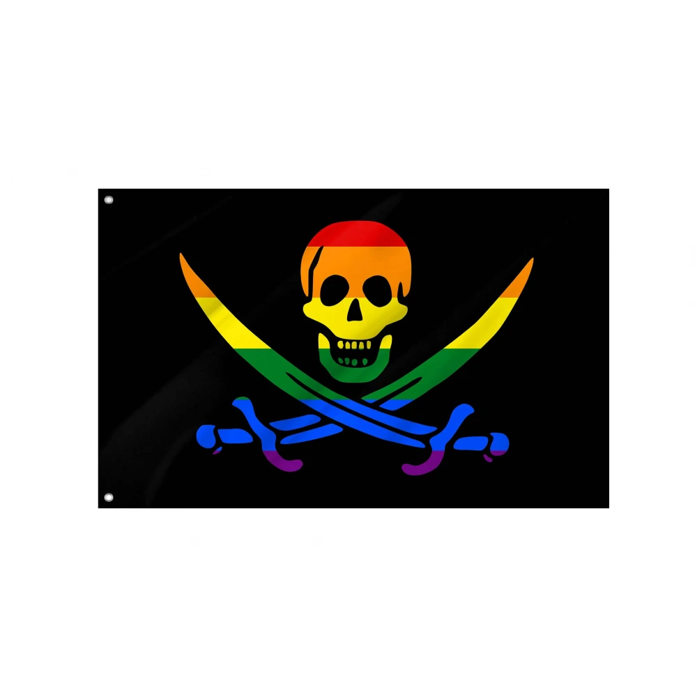 Rainbow Pride Pirate Flag for Indoor & Outdoor Use