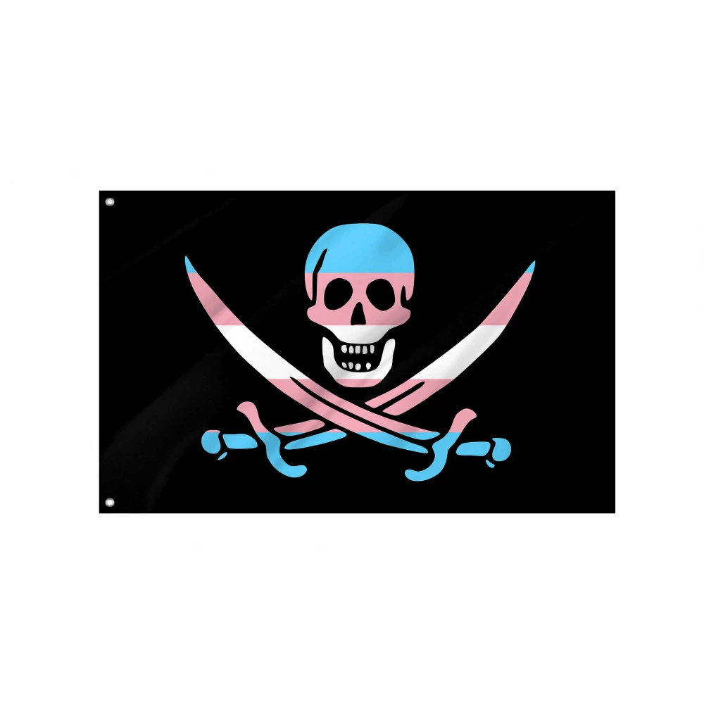 Transgender Pride Pirate Flag for Indoor & Outdoor Use
