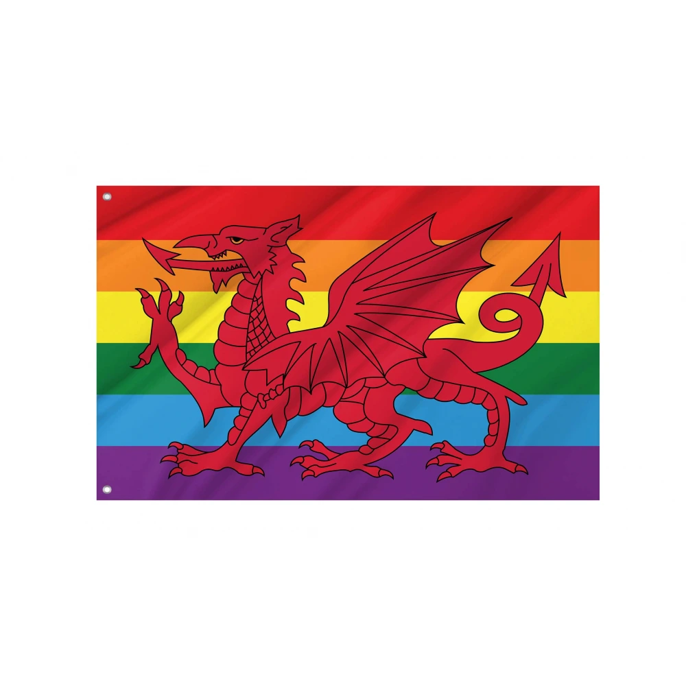 Wales Rainbow Pride Flag for Indoor & Outdoor Use
