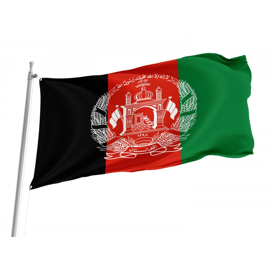 Afghanistan Flag – National Flag of Afghanistan with Official Emblem