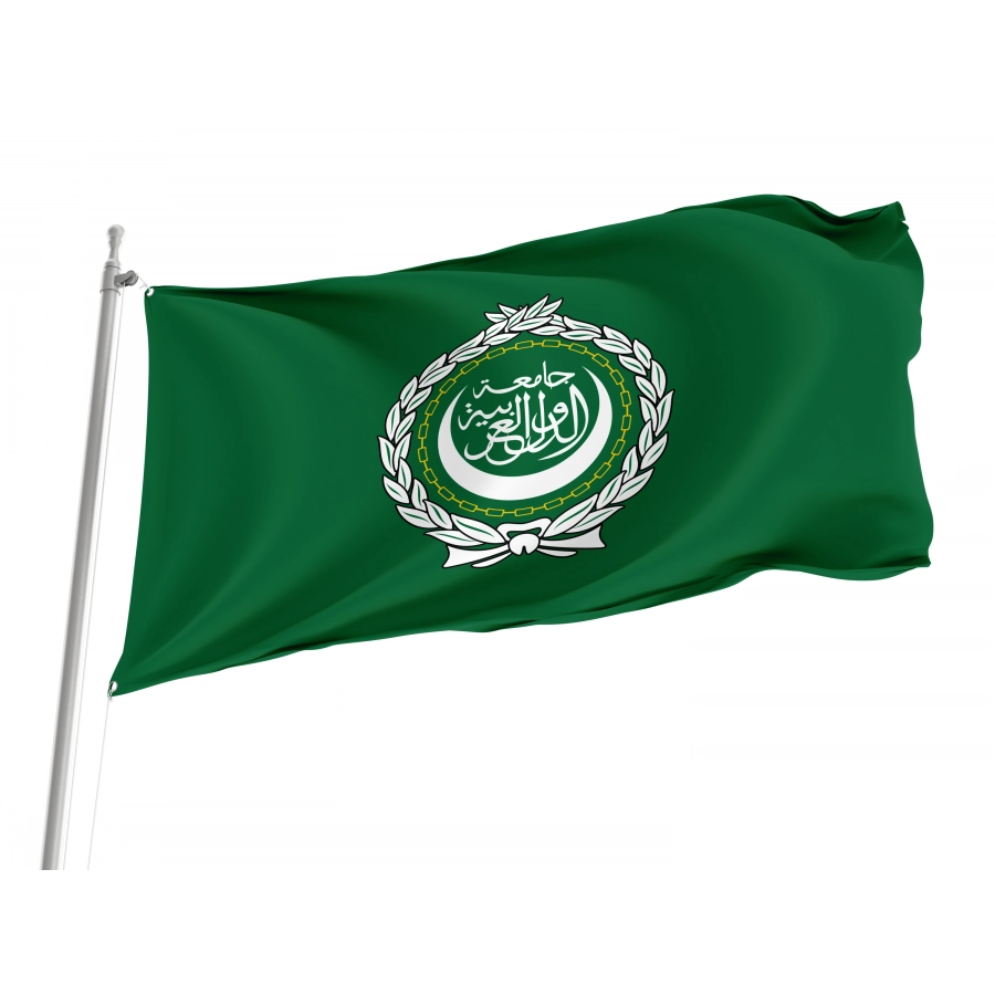 Arab League Flag flying outdoors, 3x5 polyester flag with brass grommets.