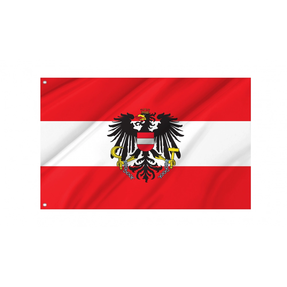 Austria with Crest Flag for Indoor & Outdoor Use