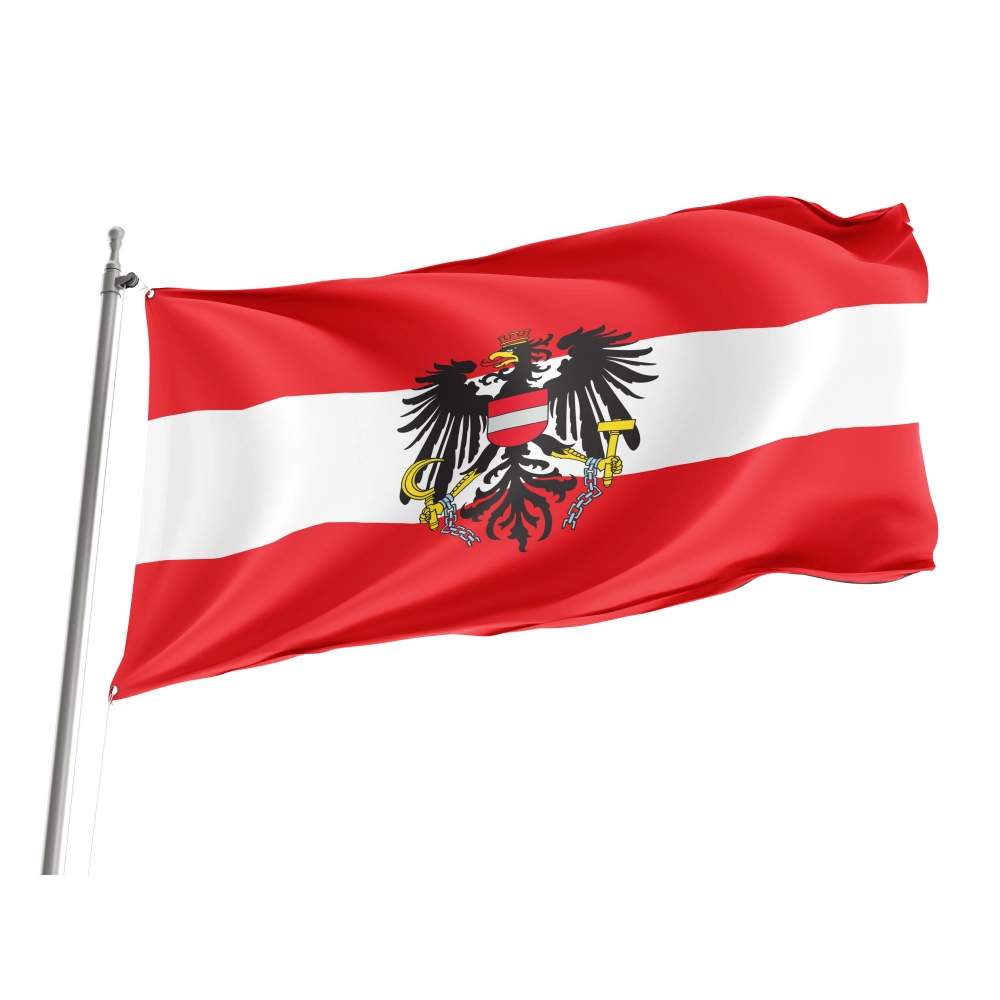 Austria with Crest Flag for Indoor & Outdoor Use