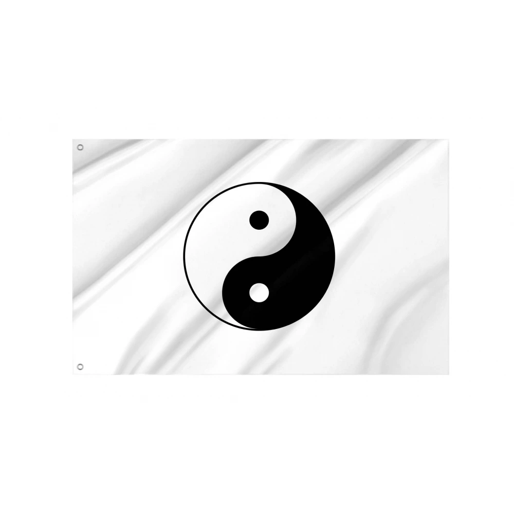 Yin Yang White Flag for Indoor & Outdoor Use
