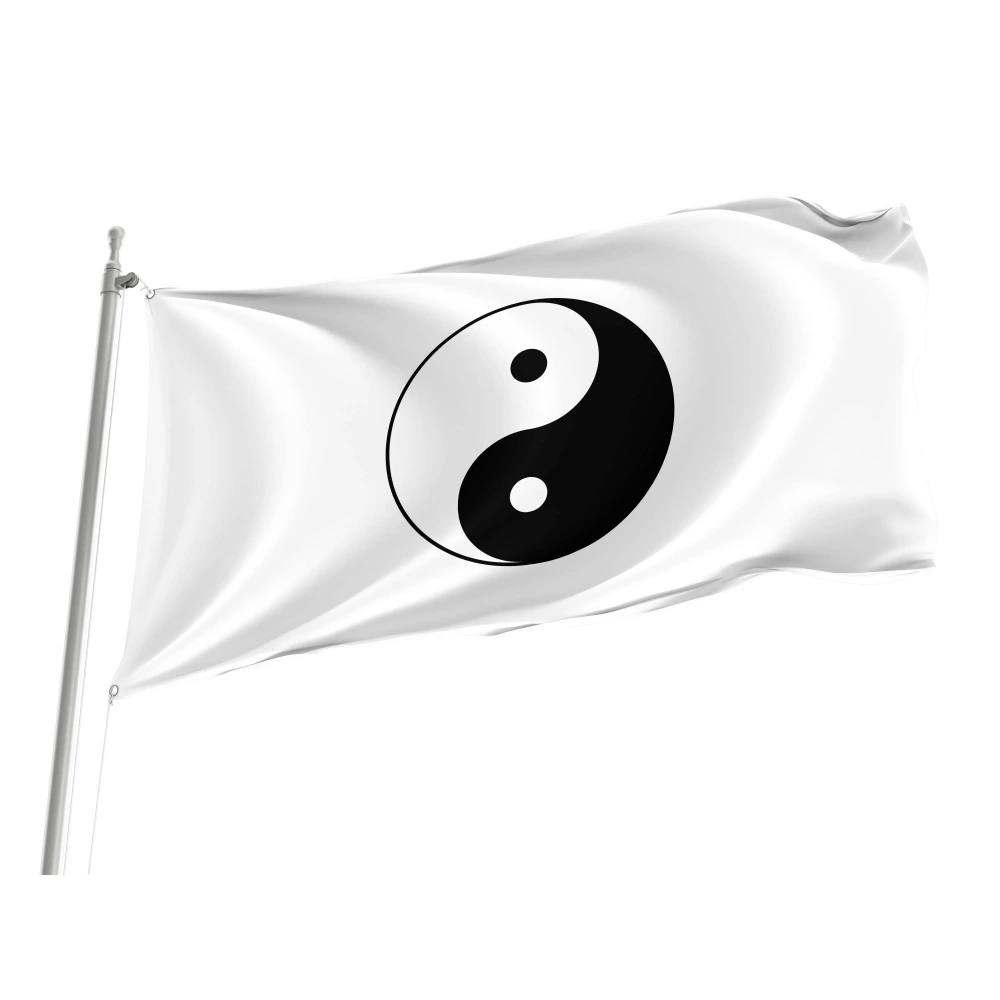 Yin Yang White Flag for Indoor & Outdoor Use