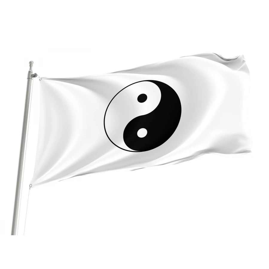Yin Yang White Flag for Indoor & Outdoor Use, CHN03