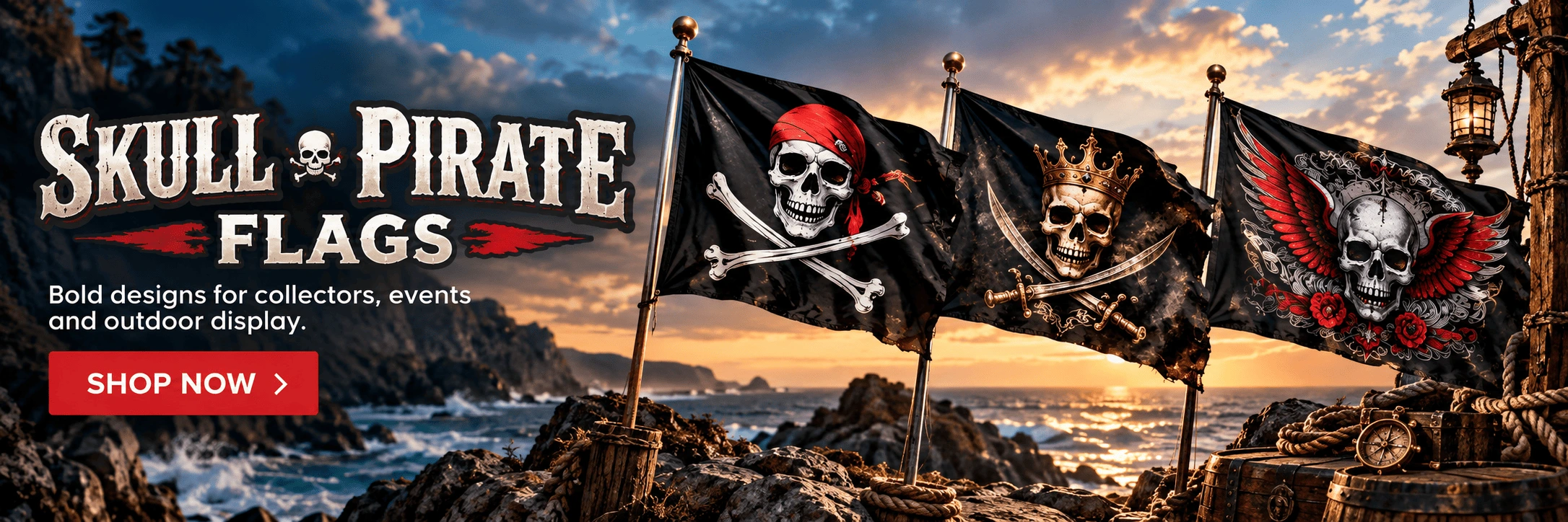 Skull and Pirate Flags for collectors and outdoor display