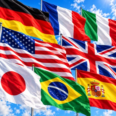 National flags from countries around the world